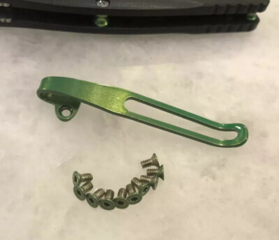 Translucent Green Titanium Deep Pocket Clip & Screws For Benchmade 940-2 Knife