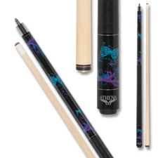 Athena ATH44 Teal and Purple Butterflies Pool Cue  Billiard Stick Billiards Cues