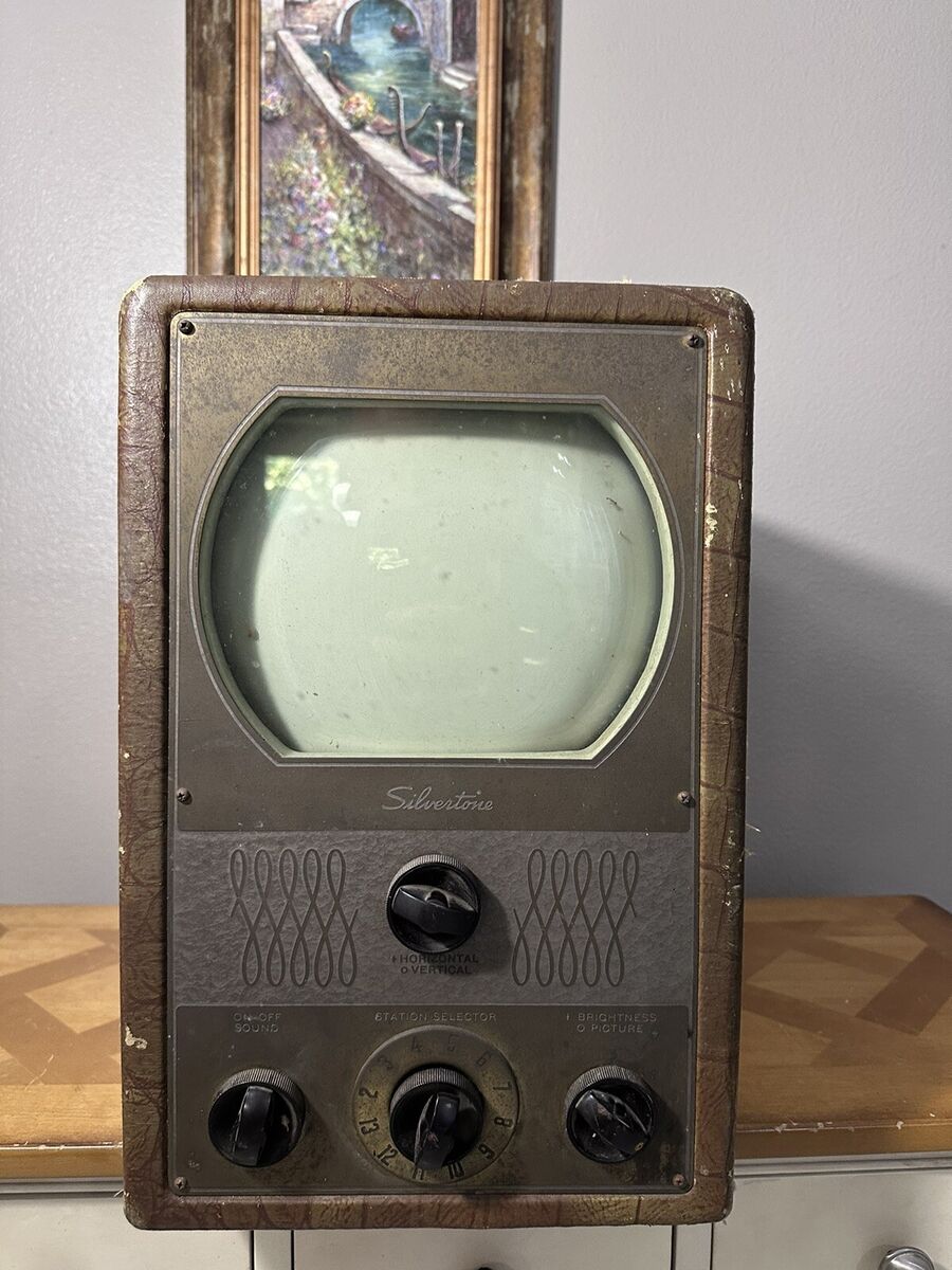 RARE Antique Sears Robuck Leatherette portable TV 1948 7