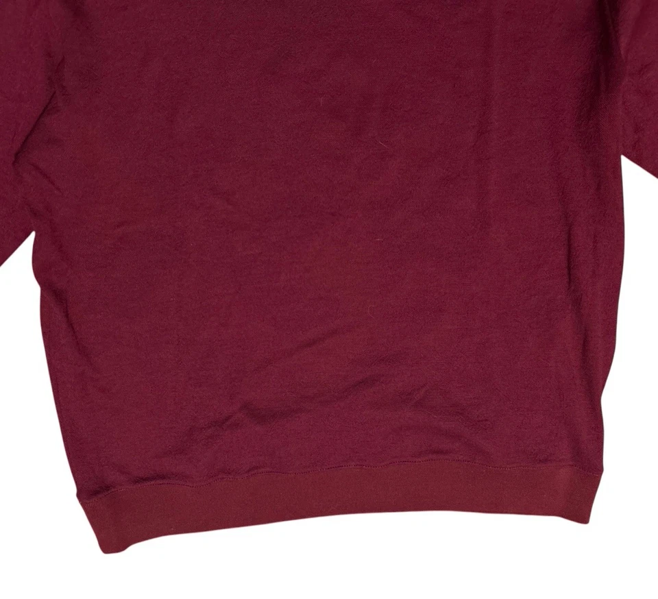 ETRO Milano Sweater Wool Cotton Crew Neck Maroon Red Men's L Tonal Paisley Italy - Image 4 of 4