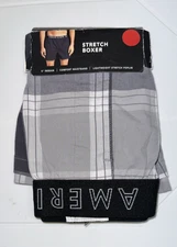 American Eagle Outfitters Men's Small Light Gray & Black Plaid Stetch Boxers