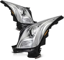 Chrome LH+RH Headlights Assembly For 2017-2013 Cadillac XTS 3.6L LED HID/Xenon