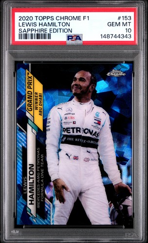 2020 TOPPS CHROME FORMULA 1 SAPPHIRE EDITION #153 LEWIS HAMILTON PSA 10