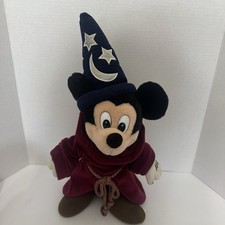 Disney Sorcerer Mickey Plush Fantasia Wizard Hat Red Robe Stuffed Toy 16  