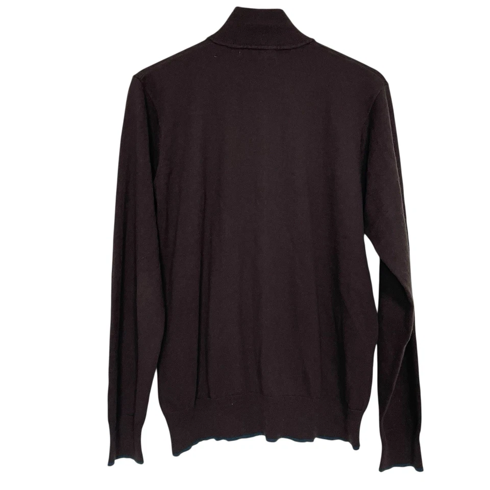 Lafayette Homme 拉链毛衣男式大号棕色羊毛棉 — 第 2/4 张图片