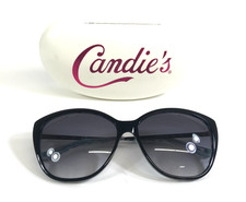 Candie's Sunglasses CA1026 05B Shiny Black Blue Cat Eye w/ Gradient Gray Lenses