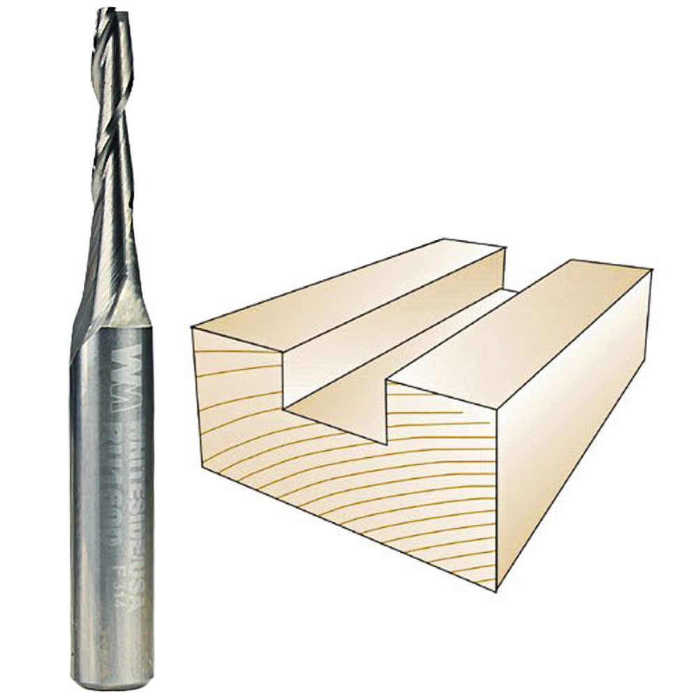 Whiteside Spiral Upcut Bit, 1/4 in. SH x 1/8 in. CD x 1/2 in. CL RU1600