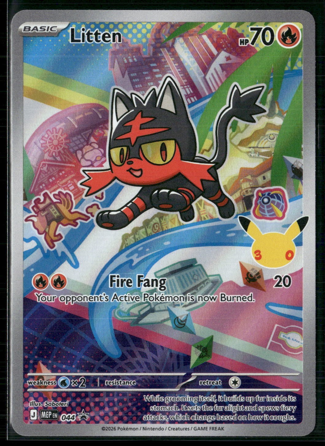 Pokemon - Litten 044 Black Star Promo Mega Evolution Holo NM
