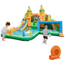 Inflatable Water Slide w/680W Blower Long Slides Splash Pools Climbing Wall