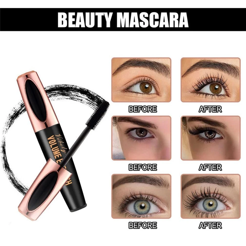 3 Pack 4D Silk Fiber Lash Mascara, Waterproof Smudge-Proof Thickening Mascara Bl - Imagem 4 de 4