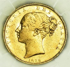 NICE QUEEN VICTORIA 1838 GOLD SOVEREIGN AU53...