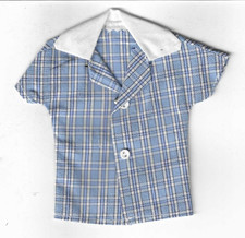 Ropa de muñeca casera-camisa azul a cuadros con cuello blanco se adapta a muñeca Ken B7
