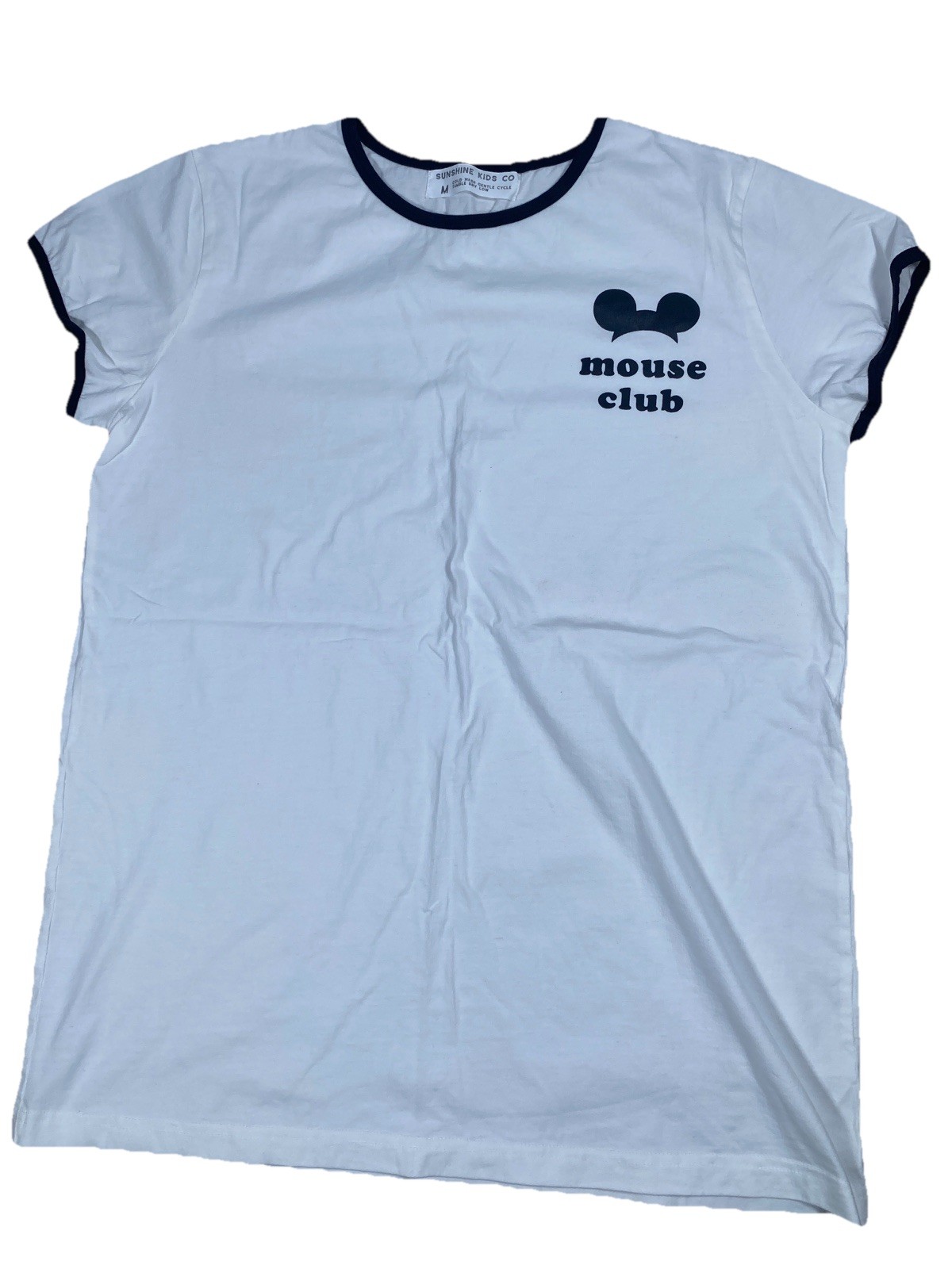 Sunshine Kids Co Mouse Club White Retro Ringer Tee Size M  