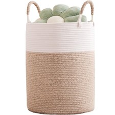 80L Extra Large Laundry Hamper Basket Tall Woven Rope Clothes Hamper Blanket ...