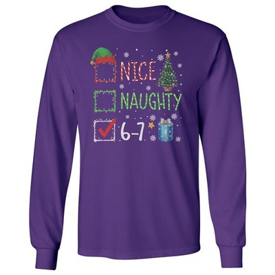 Nice Naughty 6-7 Christmas Checklist - 6 7 Meme Funny Long Sleeve T-Shirt