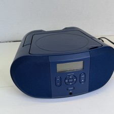 onn. Portable CD Boombox with FM Radio - Navy Blue Model: AAINES100135463 