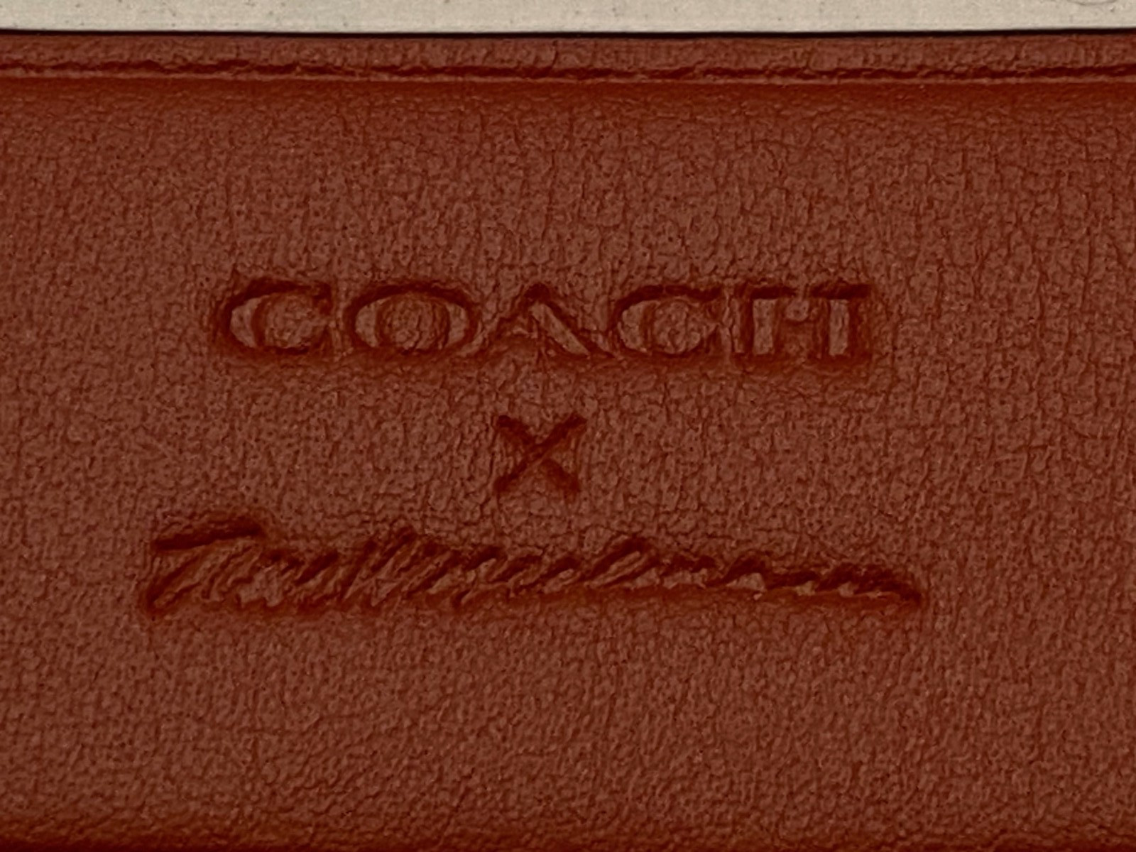 RARE! Authentic COACH X Tom Wesselmann Leather Purse Hang Tag Rust Clr Brand New image 2
