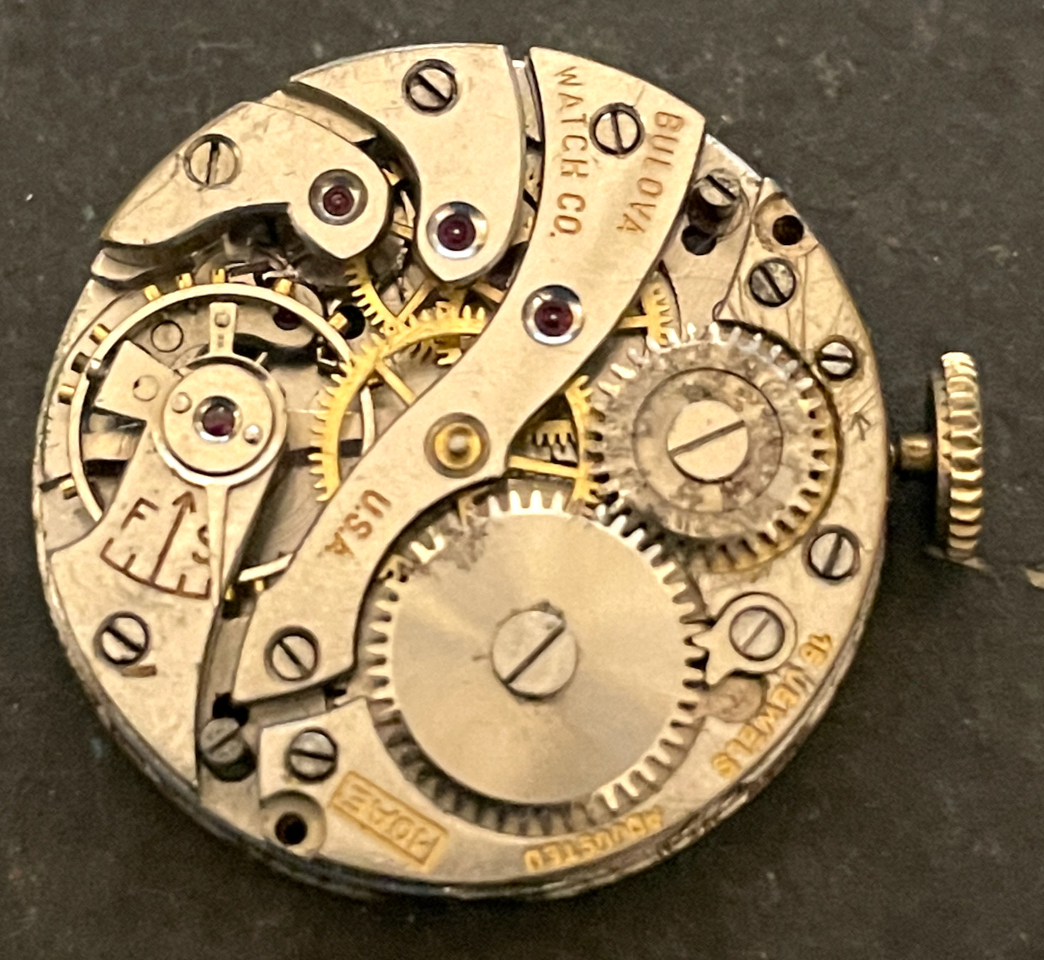 Vintage Bulova Cal 10AE Men's Watch Movement Parts/Repair 10 AE 15j USA