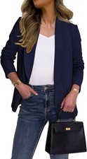 Women's Business Casual Blazer Open Front Lapel Collar Work Office Jacket S-XL