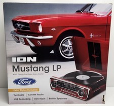 RETRO Ion Ford Mustang LP Turntable 4-in-1 Classic Car Record Player Radio New