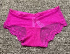 Victoria s Secret Hot Pink Lace Trim Heart Design Hiphugger Panty XS NWT