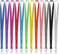 12 Pcs Badge Lanyards 12 Colors Breakaway Lanyards Neck Office Straps with Swive