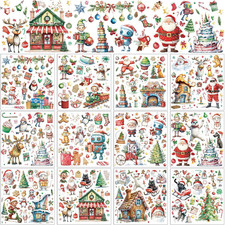 BBTO 12 Sheets Christmas Rub on Transfers for Crafts and Furniture Christmas Rub