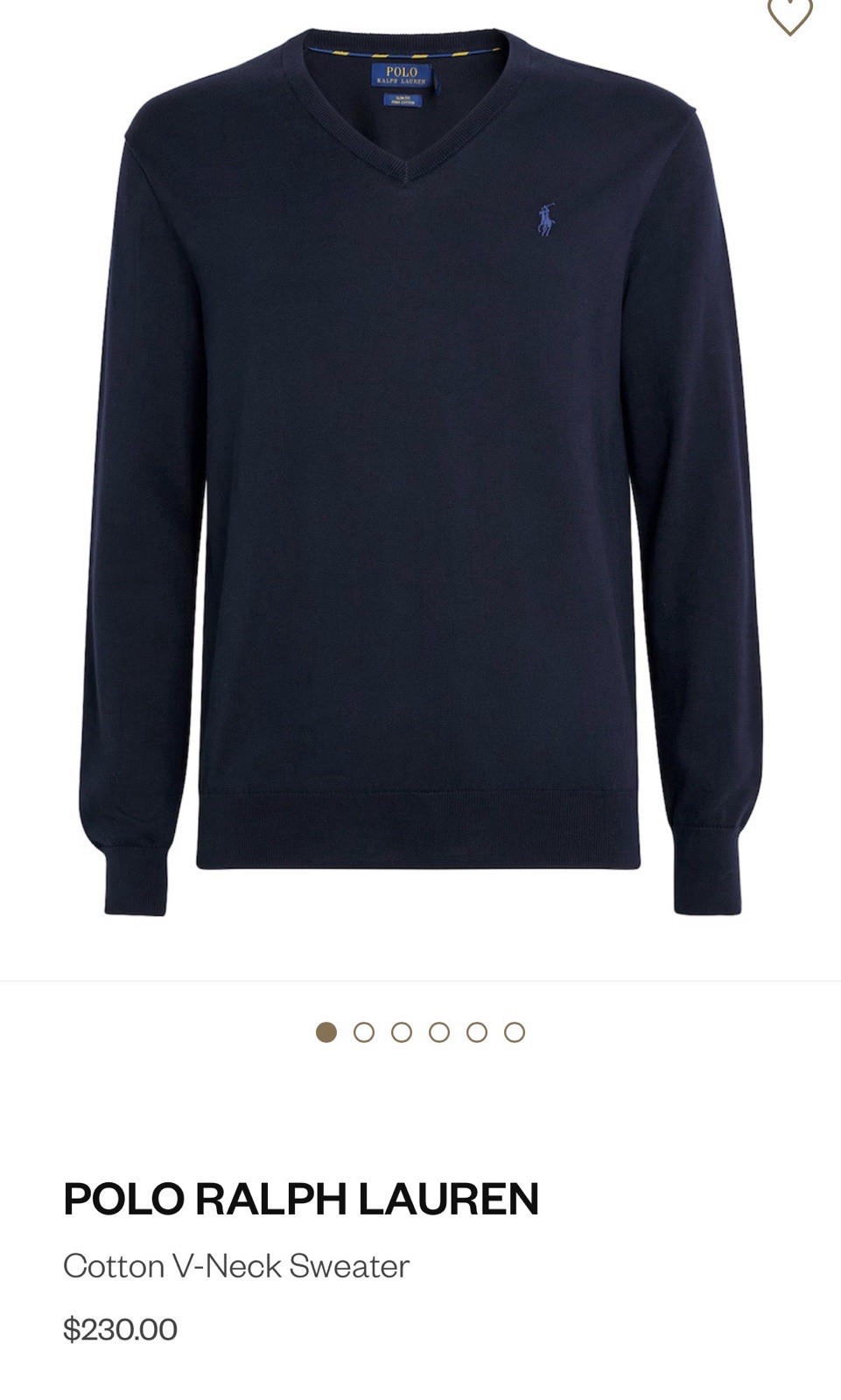 Polo Ralph Lauren Pima Cotton Sweater Mens XL Navy Blue V Neck Preppy Classic thumbnail 14