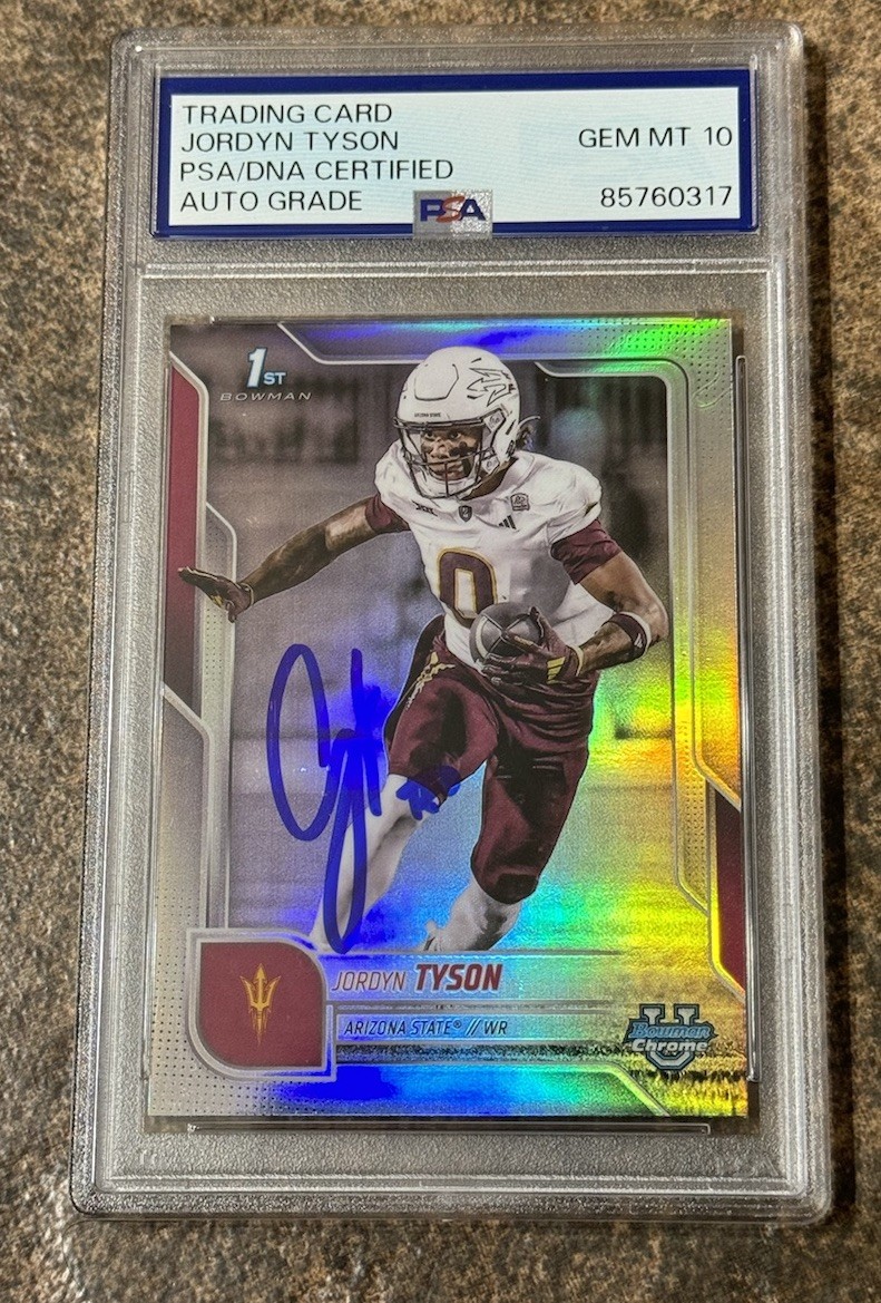 2025 1st Bowman U Jordyn Tyson Signed Chrome Refractor Rookie PSA 10 Auto Saints