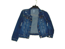 Wonder Nation Denim Jacket Girls XL 14-16 Blue Distressed Stretch Jean