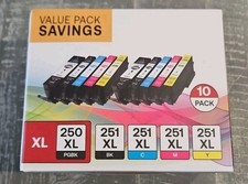 10 Pack PGI-250XL CLI-251XL Ink Cartridge, Canon PIXMA MG6320 MG5420 MX922 NEW
