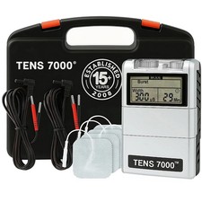 TENS 7000 Digital TENS Unit Muscle Stimulator with Carrying Case  Accessories.