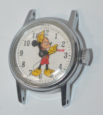 Vtg Mickey Mouse Ingersoll Wrist Watch Walt Disney Production Runs Needs service