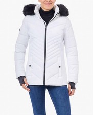 London Fog Zip-Front Puffer Jacket With Removable Faux Fur Trimmed Hood Size S