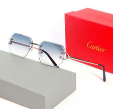 Cartier Hexegon Blue Gradient Lens  Silver Frame FREE SHIPPING