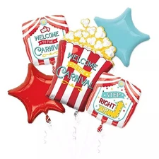 Carnival Circus Mylar Balloon Bouquet 5 Piece  Birthday Party Supplies New