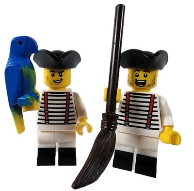 LEGO X2 Colonial Ship Mate Minifigure BAM CMF Broom Blue Yellow Parrot (A)