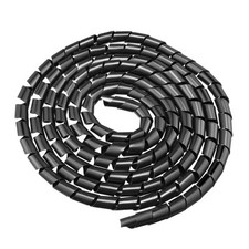 18mm Flexible Spiral Tube Cable Wire Wrap Computer Manage Cord Black 3.5-4M Long
