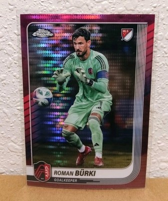 2025 Topps Chrome MLS Magenta Pulsar Refractor 1 Roman Burki St. Louis City SC