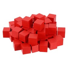 50Pcs Wood Blocks for Crafts 1" Unfinished Wooden Cube Wood Block Red