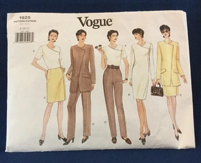 Vogue 1925 Sewing Pattern size 8 10 12 Jacket Dress Slacks Skirt FF