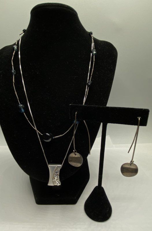 Sterling Silver Assorted Necklace & Earrings Jewelry Bundle 3pcs. 15.8g