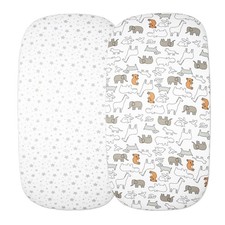 Cloud Baby Woodland Animals Leaves 2 Pack Jersey Organic Cotton Bassinet Sheets