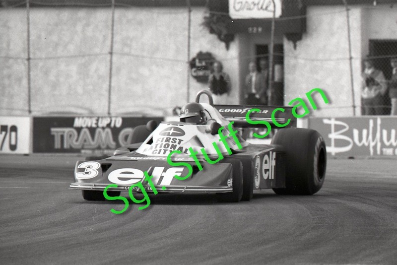 1977 Long Beach Grand Prix racing photo negative Ronnie Peterson P34 Tyrrell