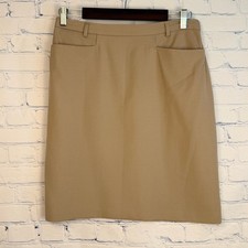 Harolds Vintage Tan 100% Wool Pencil Skirt Made in USA Womens Size 12 Beige