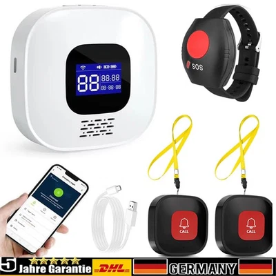 MARKENLOS WiFi Notrufknopf Senioren Notruf SOS-Armband Lautstärkestufen Notfallknopf APP