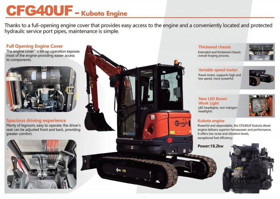 CFG-40UF Mini Excavator Detailed View