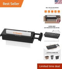 Small Paper Shredder for Home, 6 Sheet Strip Cut Paper Shredder Without Baske...