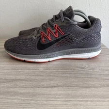 Nike Men's Zoom Winflo 5 Gunsmoke Gray Running Lace Shoes Red AA7406-006 Sz 10.5