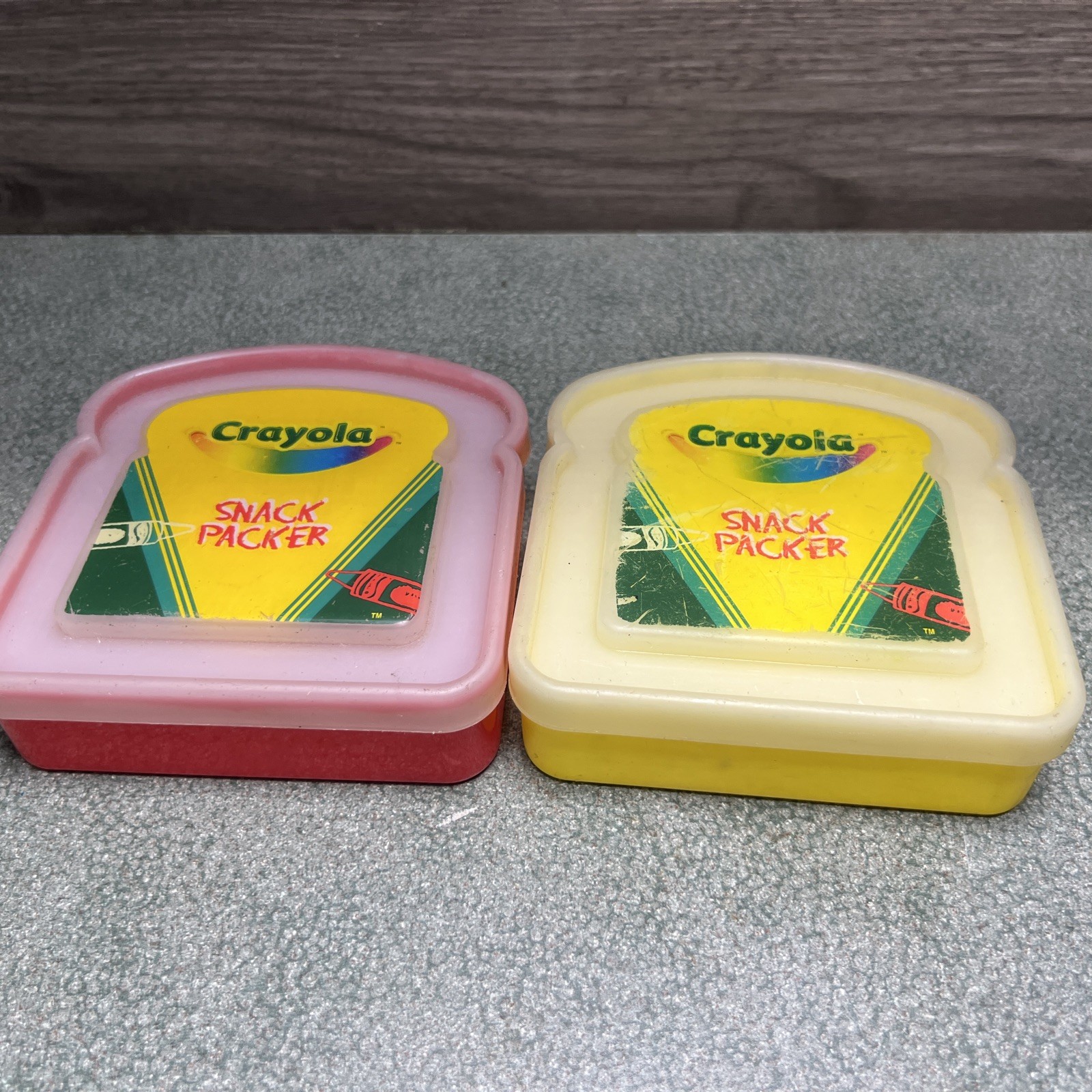 Set Of 2 Yellow & Red Crayola Snack Container 2003 Sandwich Holder A.Aronson